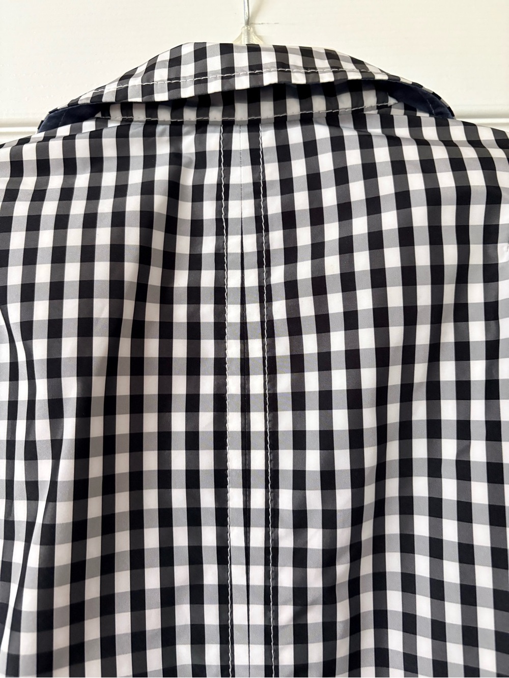 Talbots Classic Gingham Mac Black & White Button-Up Raincoat Trench Size 8 - Picture 9 of 16